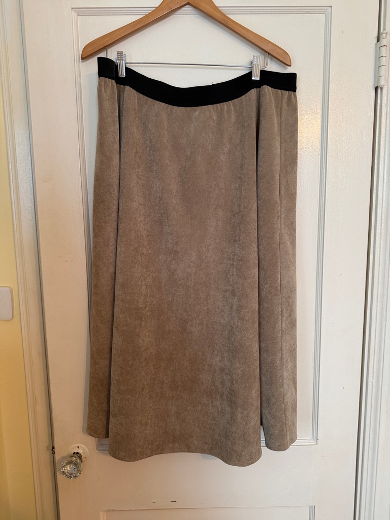 Marina Rinaldi Taupe A-Line Skirt With Black Waistband